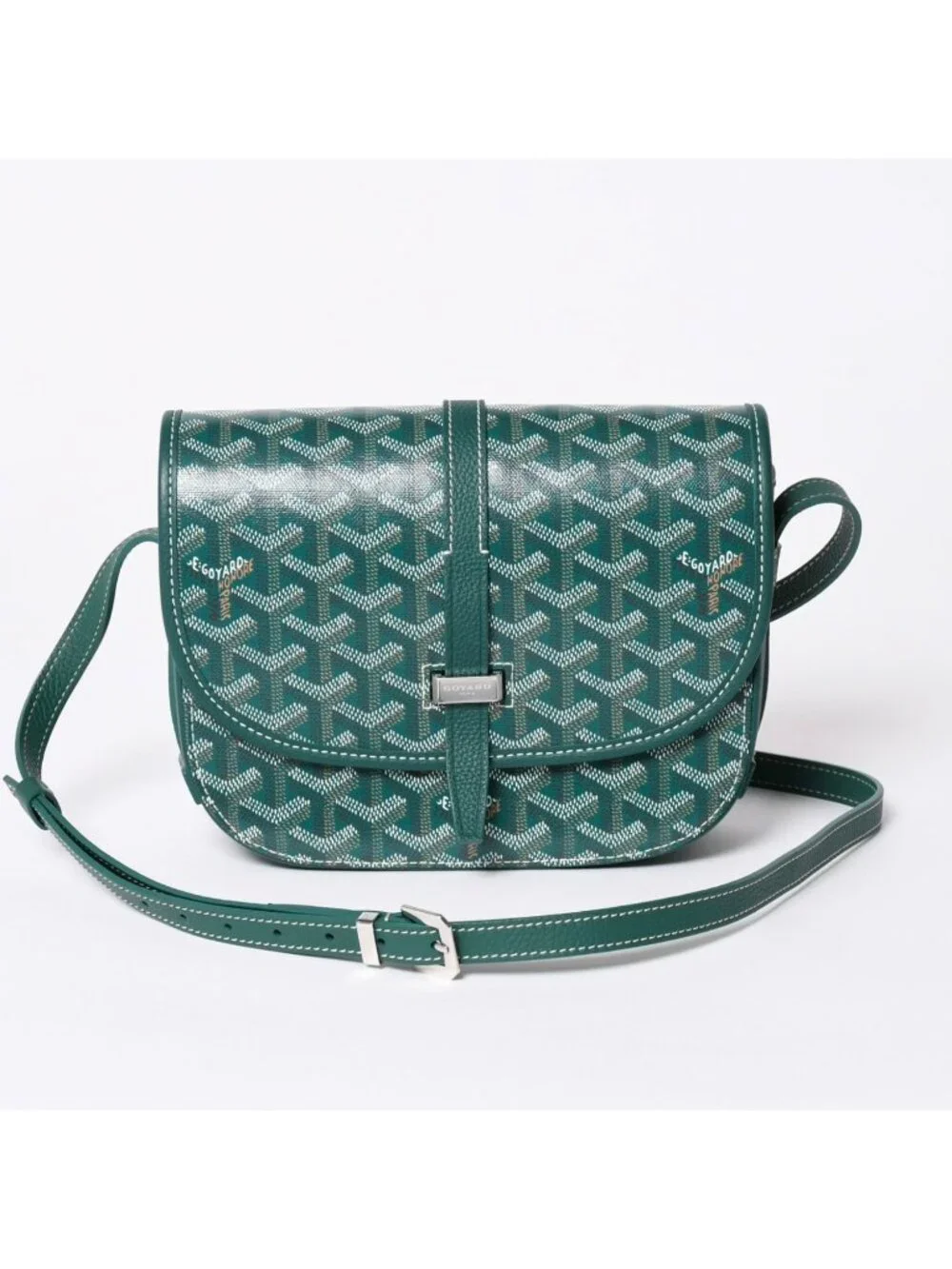 Goyard Belvedere PM Shoulder Bag Green Leather